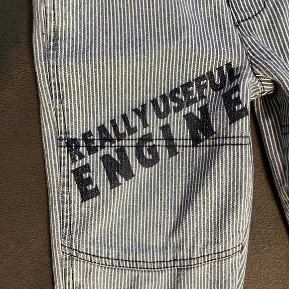 Y2K Thomas The Tank Engine Overalls Boys 2T Blue Stripe Train 2007 Embroidered - Picture 2 of 6